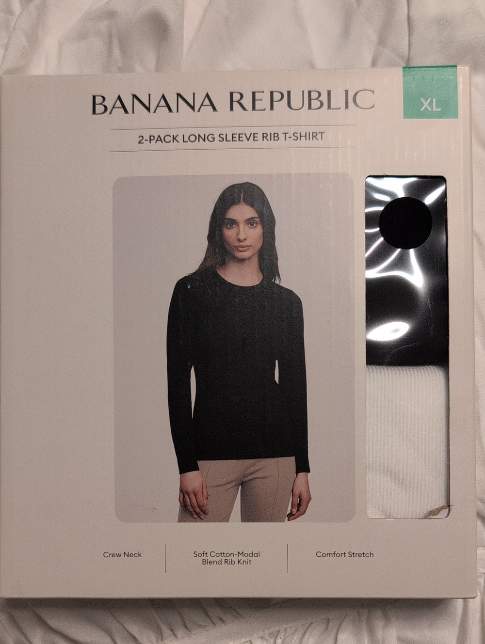 Banana Republic Women’s Long Sleeve Rib Sweater - Black & White (2-Pack)
